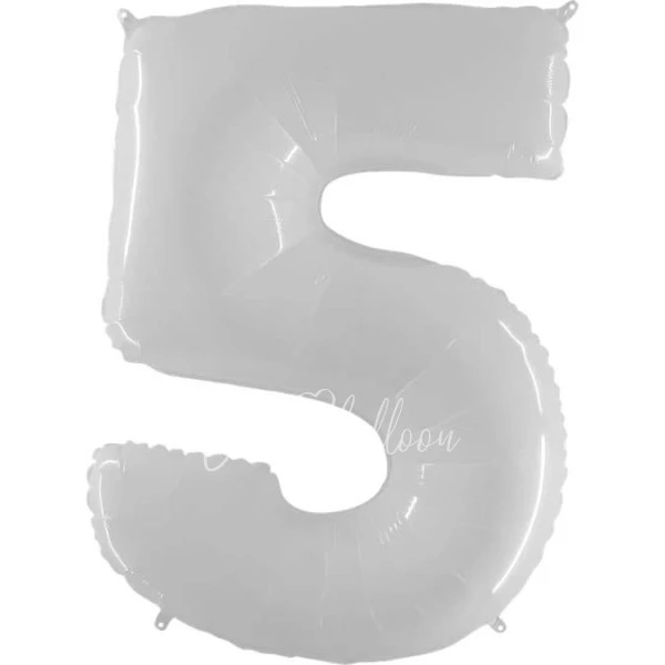 40" Foil numbers 5 White Flex Metal