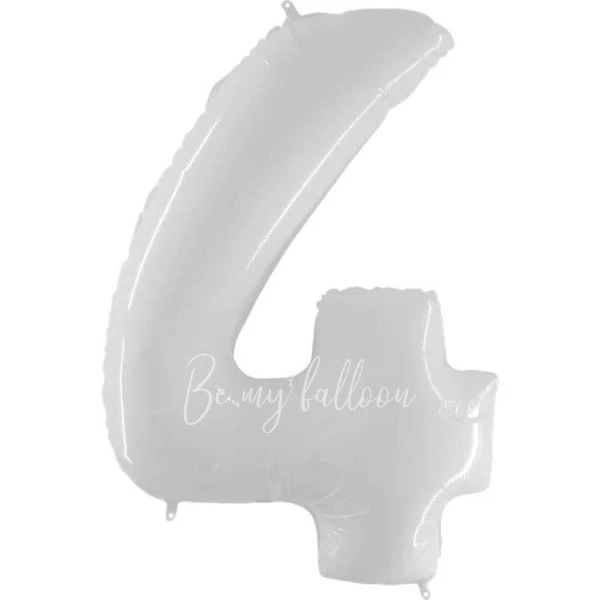 40" Foil numbers 4 White Flex Metal