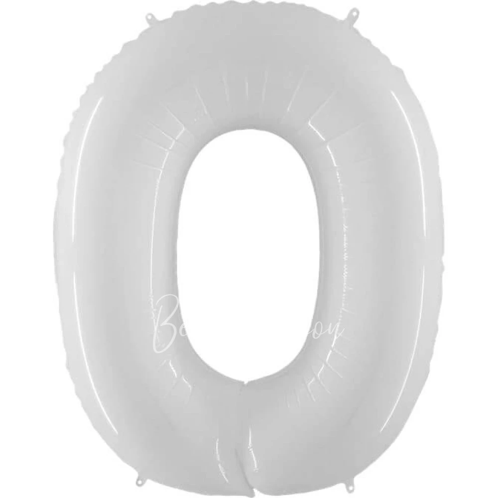 40" Гелевая Цифра "0" из фольги оттенка белый металл