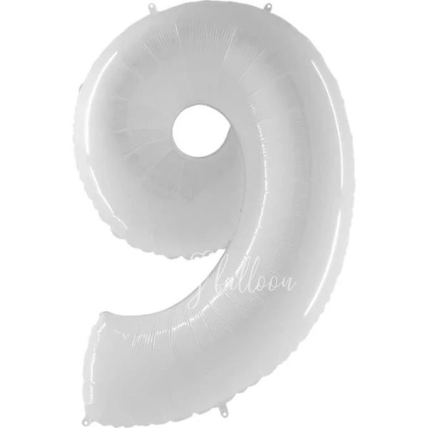 40" Foil numbers 9 White Flex Metal